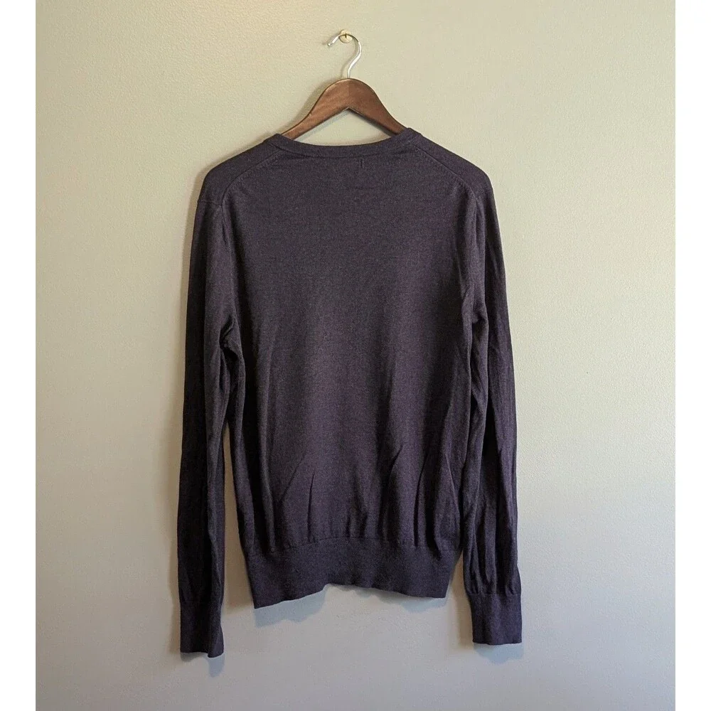 Banana Republic Mens Large Silk Cashmere V-Neck Sweater Purple Lightweight L